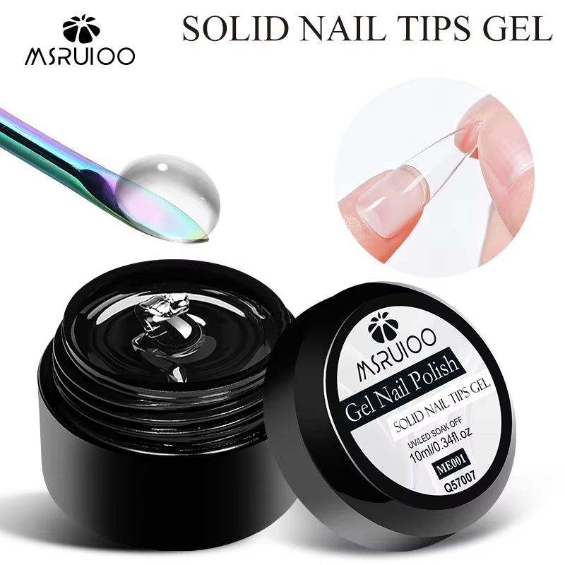10Ml Clear Solid Nail Tips Gel Long Lasting Bubble-Free UV/LED Building Gel for Nails Home Salon Manicure DIY Design